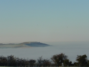 Ivinghoe Beacon standing clear of a sea of fog in the Vale of Aylesbury, 20 Dec 2006 (Copyright Philip Eden)